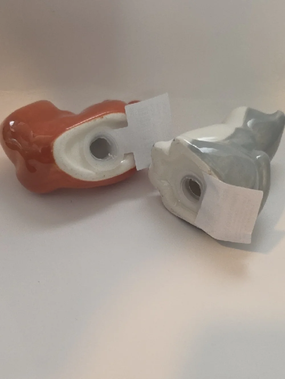 Cat Mini Ceramic Salt and Pepper Shakers - Orange & Gray